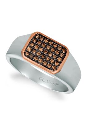 Le Vian Men's ChocolatierÂ® Ring Featuring 3/8 Ct. T.w. Chocolate Diamonds Ring In Sterling Silver And 14K Strawberry Gold