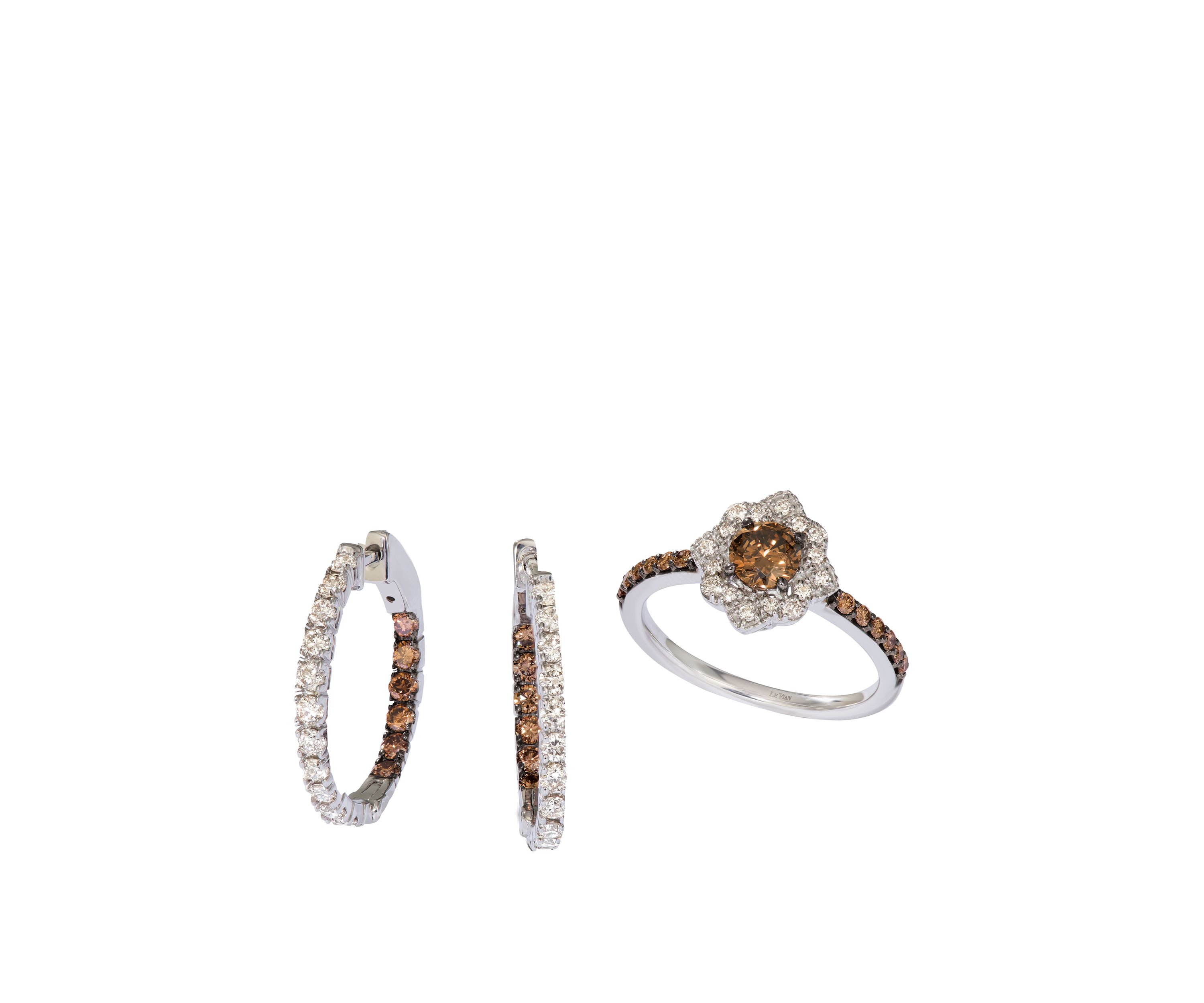 5/8 ct. t.w. Nude Diamonds™, 1/3 ct. t.w. Chocolate Diamonds® Earrings in 14k Vanilla Gold®