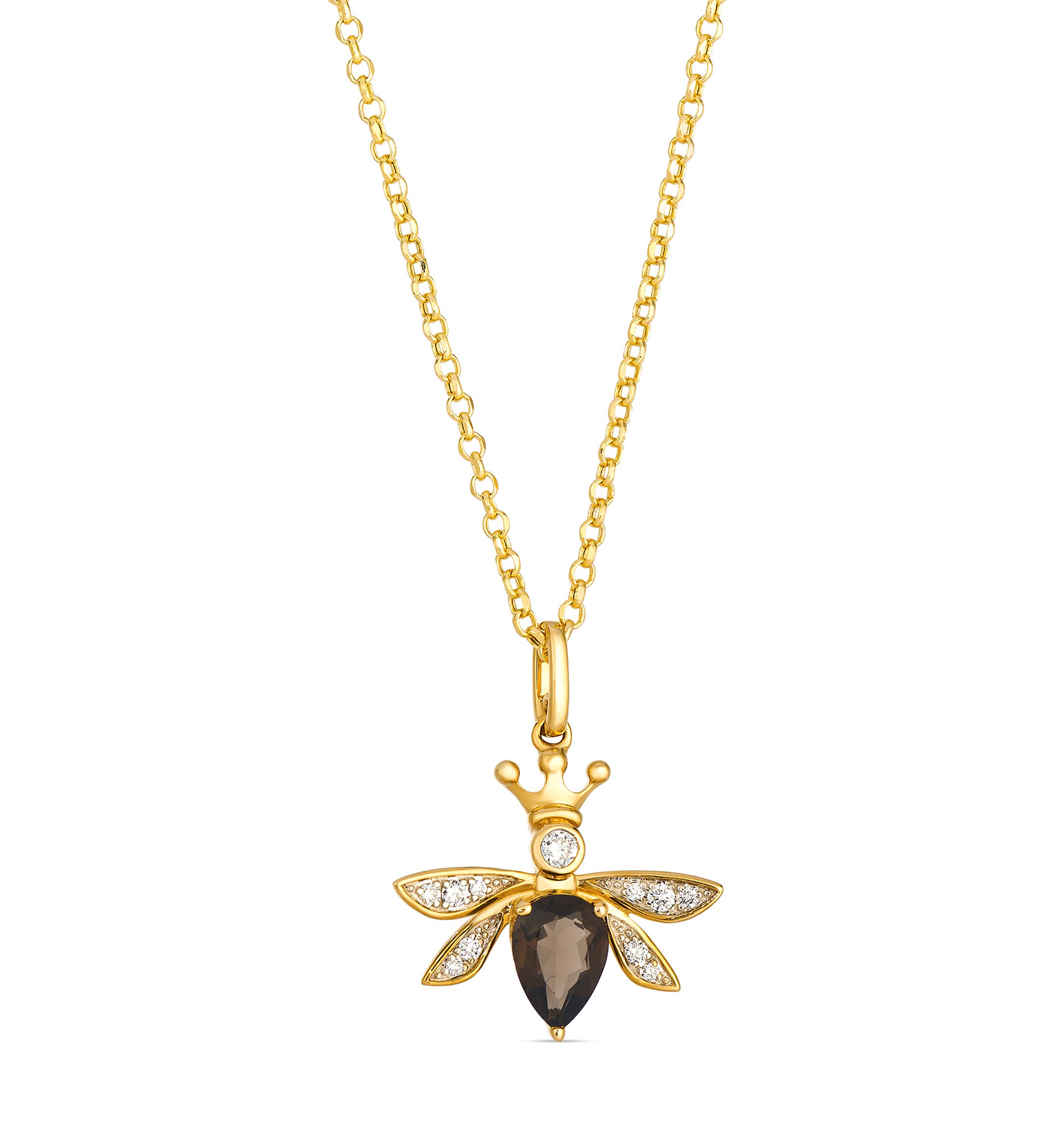 Queen Bee Pendant featuring 5/8 ct. t.w. Chocolate Quartz®, 1/15 ct. t.w. Vanilla Diamonds® set in 14K Honey Gold™