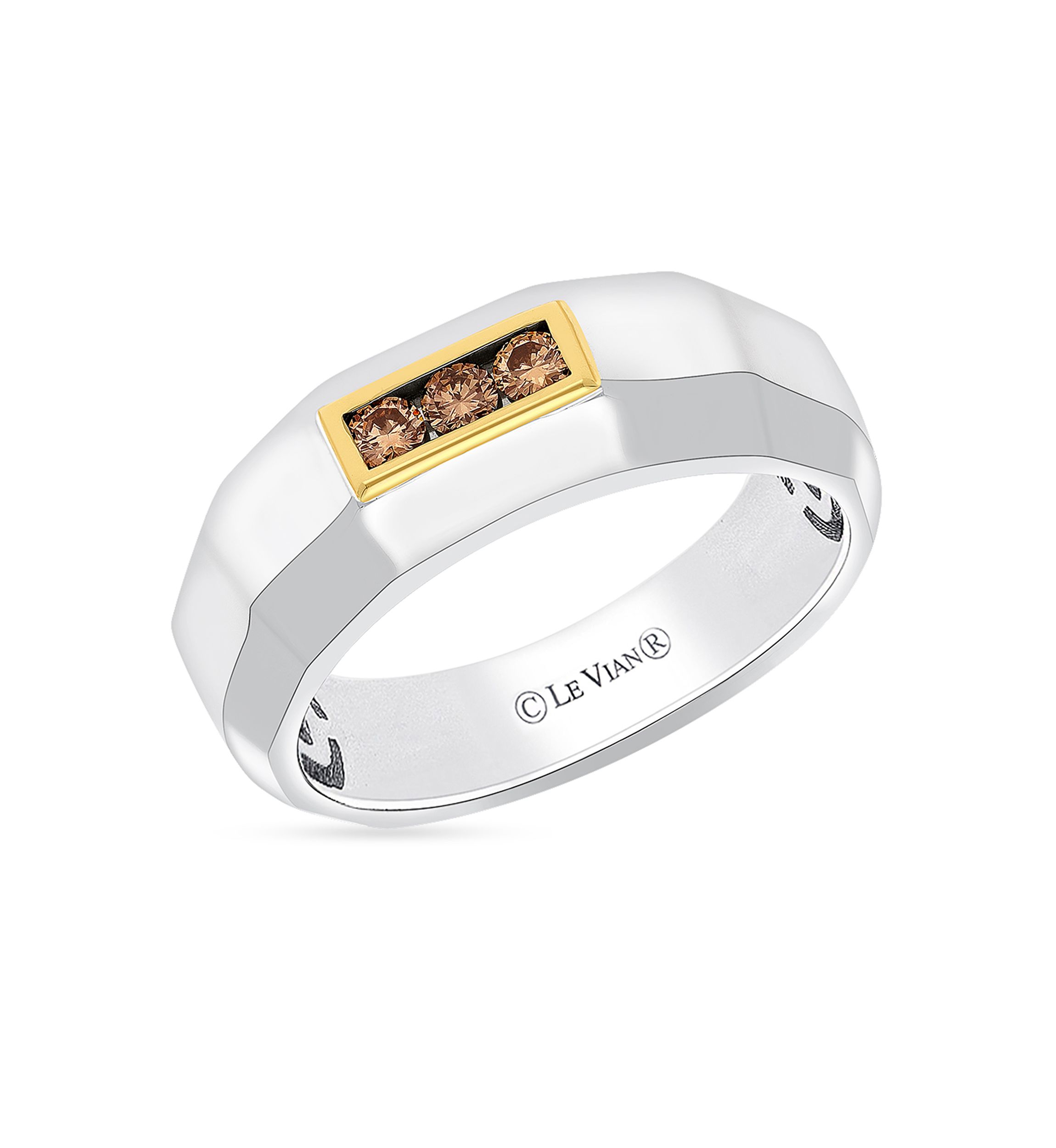 Mens 1/5 ct. Chocolate Diamonds® Ring in Sterling Silver and 14K Gold™