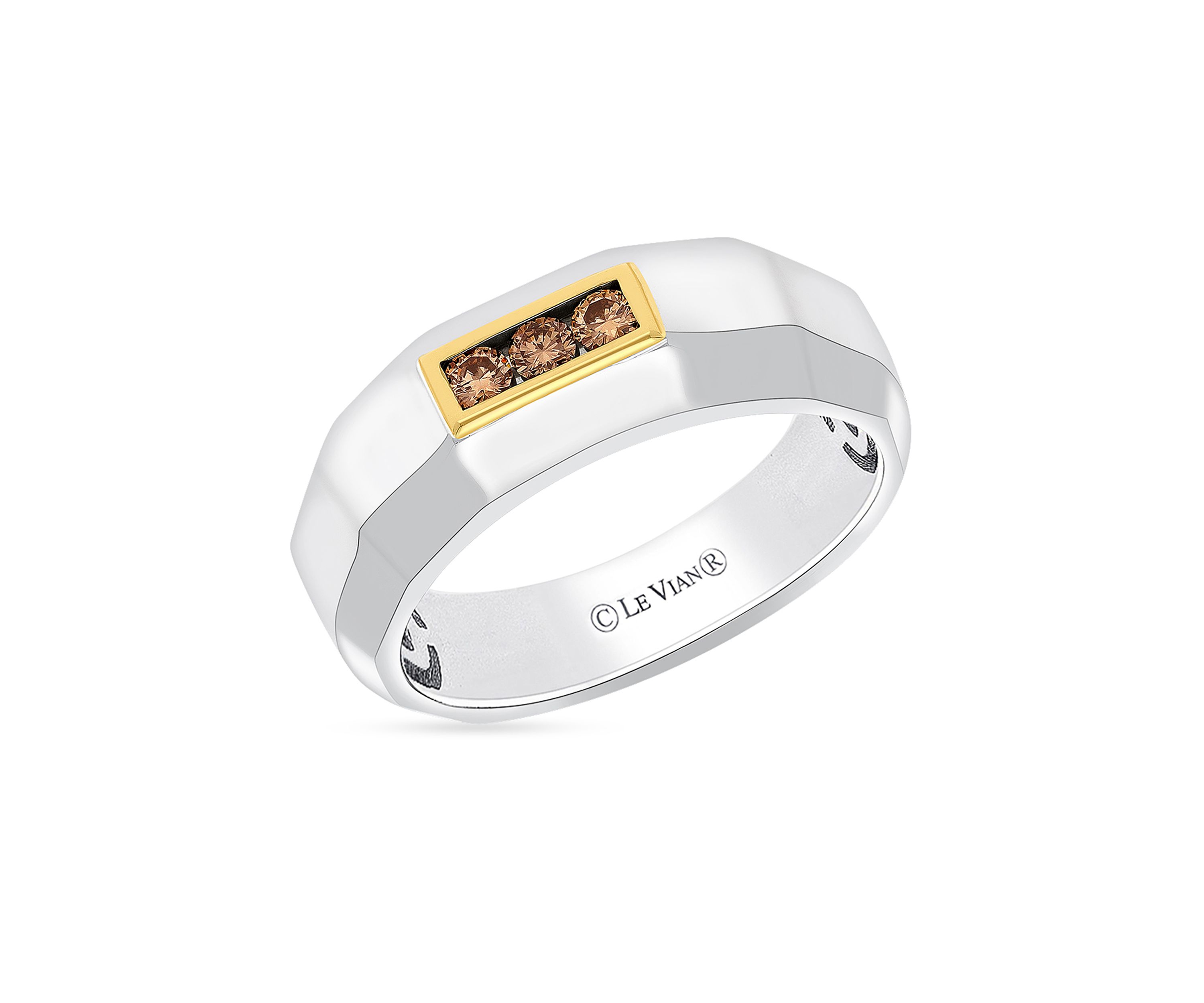 Mens 1/5 ct. Chocolate Diamonds® Ring in Sterling Silver and 14K Gold™