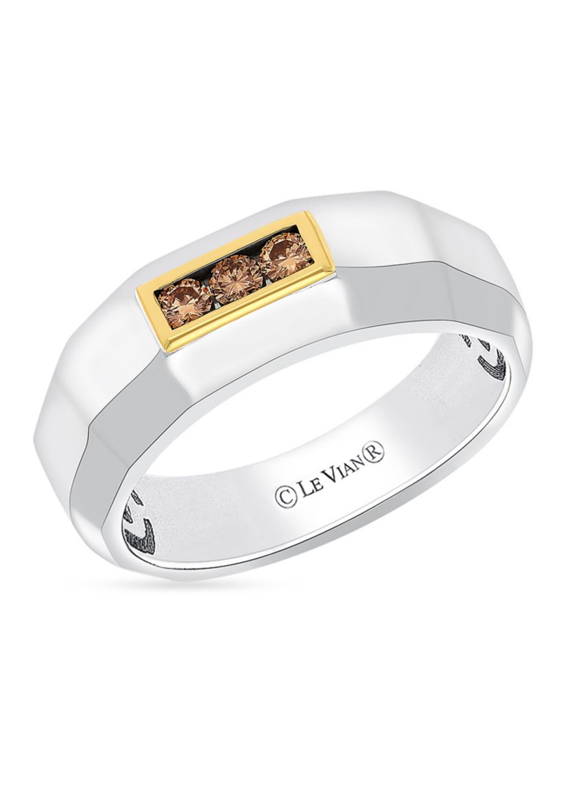 Mens 1/5 ct. Chocolate Diamonds® Ring in Sterling Silver and 14K Gold™