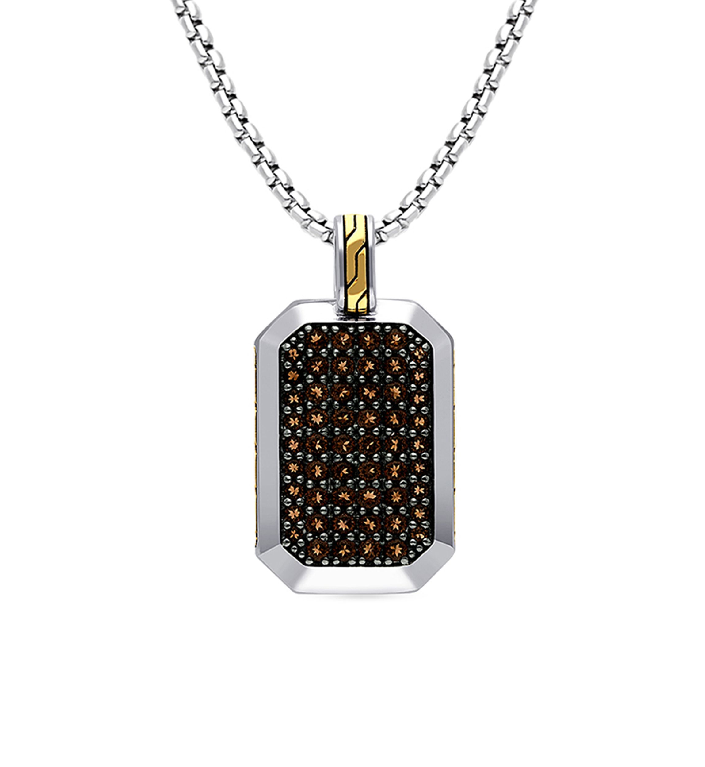 Mens 1.67 ct. t.w. Chocolate Quartz® Necklace in Sterling Silver and 14K Gold™