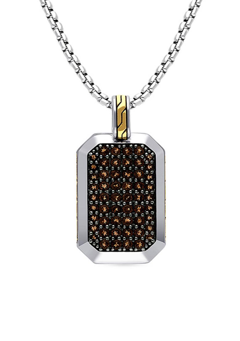 Mens 1.67 ct. t.w. Chocolate Quartz® Necklace in Sterling Silver and 14K Gold™