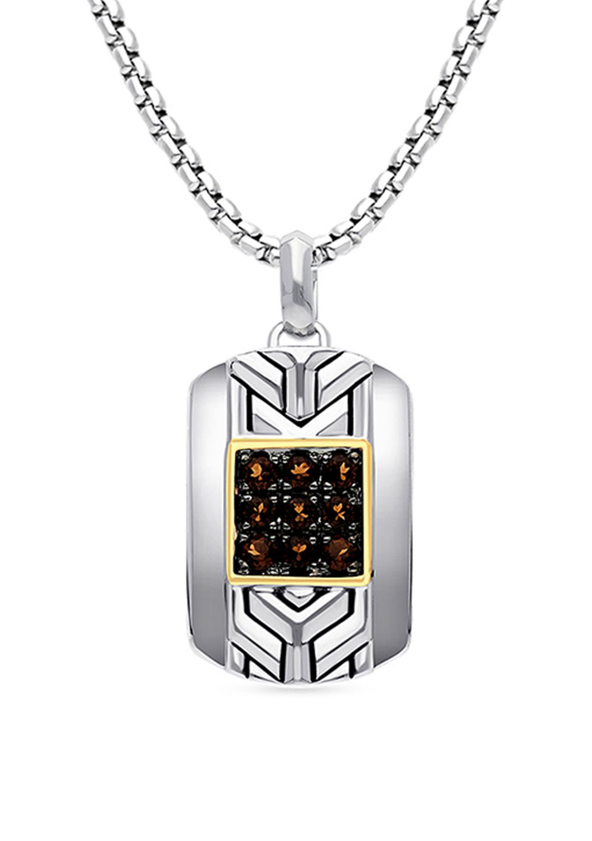 Mens 1/5 ct. t.w. Chocolate Quartz® Necklace in Sterling Silver and 14K Gold™