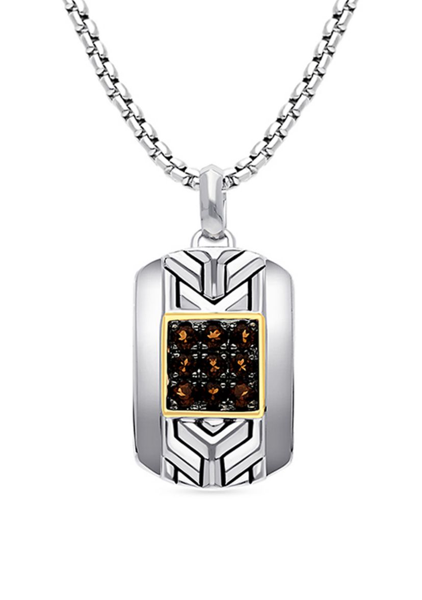 Mens 1/5 ct. t.w. Chocolate Quartz® Necklace in Sterling Silver and 14K Gold™