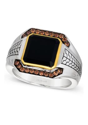 Le Vian Men's 3.05 Ct. T.w. Onyx, 1/3 Ct. T.w. Chocolate QuartzÂ® Ring In Sterling Silver And 14K Gold