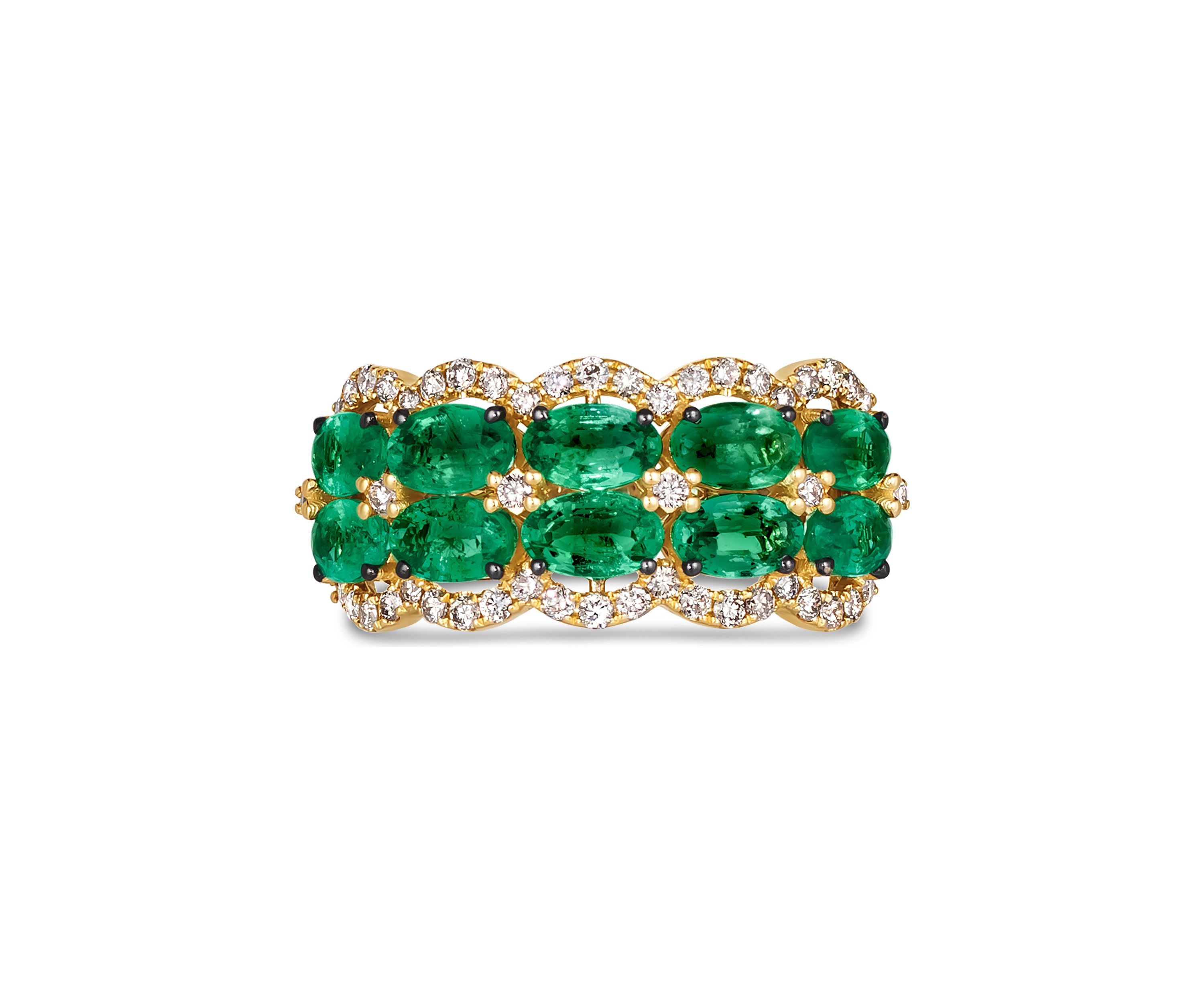 2 ct. t.w. Costa Smeralda Emeralds™, 1/3 ct. t.w. Nude Diamonds™ Ring in 14K Honey Gold™