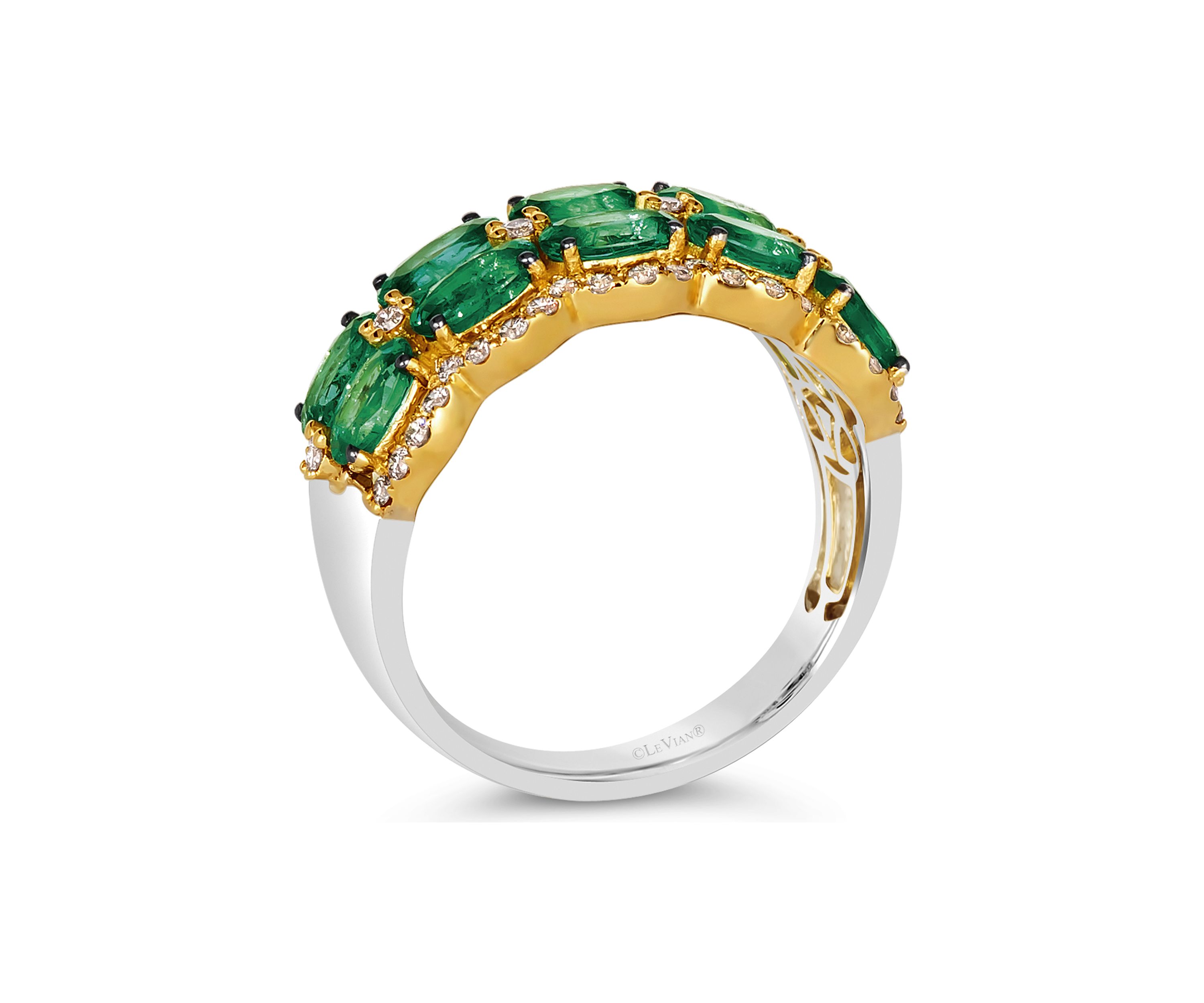2 ct. t.w. Costa Smeralda Emeralds™, 1/3 ct. t.w. Nude Diamonds™ Ring in 14K Honey Gold™