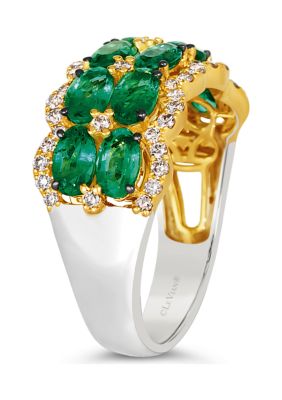 2 ct. t.w. Costa Smeralda Emeralds™, 1/3 ct. t.w. Nude Diamonds™ Ring in 14K Honey Gold™