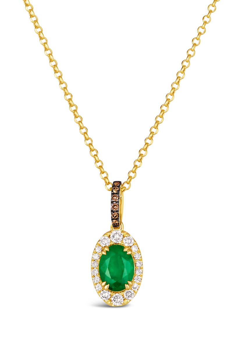 Pendant featuring 1 ct. t.w. Costa Smeralda Emeralds™, 1/3 ct. t.w. Nude Diamonds™, 1/20 ct. t.w. Chocolate Diamonds® set in 14K Honey Gold™