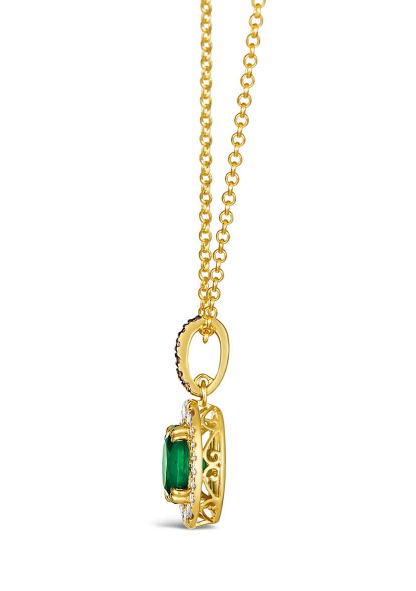 Pendant featuring 1 ct. t.w. Costa Smeralda Emeralds™, 1/3 ct. t.w. Nude Diamonds™, 1/20 ct. t.w. Chocolate Diamonds® set in 14K Honey Gold™