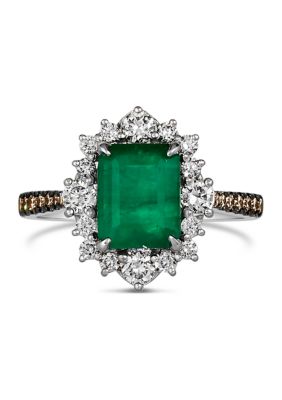 1.63 ct. t.w. Costa Smeralda Emeralds™, 1/2 ct. t.w. Nude Diamonds™, 1/6 ct. t.w. Chocolate Diamonds® Ring in 14K Vanilla Gold®