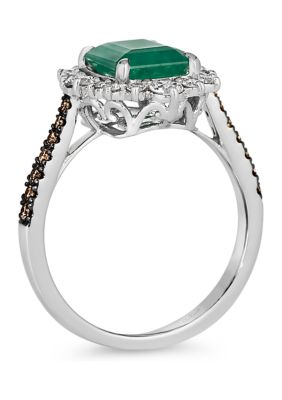 1.63 ct. t.w. Costa Smeralda Emeralds™, 1/2 ct. t.w. Nude Diamonds™, 1/6 ct. t.w. Chocolate Diamonds® Ring in 14K Vanilla Gold®