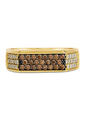 Le Vian Men's 1/2 Ct. T.w. Nude Diamondsâ¢, 3/8 Ct. T.w. Chocolate Diamonds Ring In 14K Honey Gold
