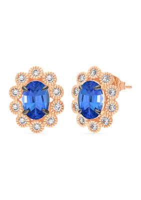 1.37 ct. t.w. Blueberry Tanzanite®, 1/3 ct. t.w. Nude Diamonds™ Earrings in 14K Strawberry Gold®