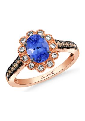 Le Vian 1 Ct. Blueberry TanzaniteÂ®, 1/5 Ct. T.w. Chocolate Diamonds, 1/5 Ct. T.w. Nude Diamondsâ¢ Ring In 14K Strawberry Gold
