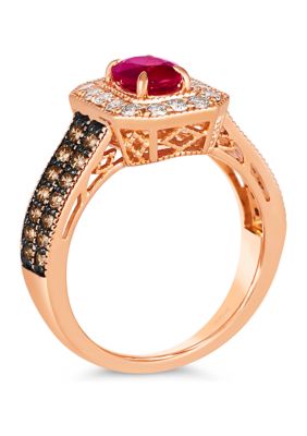  Ring featuring 3/4 ct. t.w. Passion Ruby™, 1/2 ct. t.w. Chocolate Diamonds®, 1/3 ct. t.w. Nude Diamonds™ in 14K Strawberry Gold®