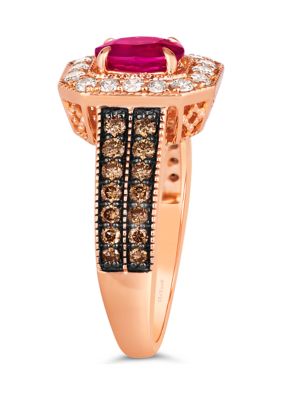  Ring featuring 3/4 ct. t.w. Passion Ruby™, 1/2 ct. t.w. Chocolate Diamonds®, 1/3 ct. t.w. Nude Diamonds™ in 14K Strawberry Gold®