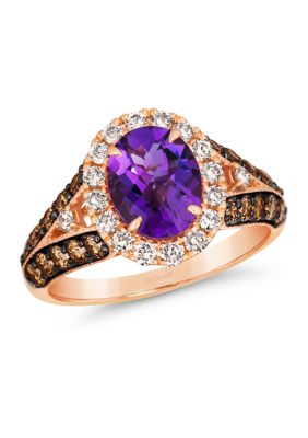 Le Vian Ring Featuring 1.75 Ct. T.w. Grape Amethystâ¢, 3/8 Ct. T.w. Nude Diamondsâ¢, 5/8 Ct. T.w. Chocolate Diamonds In 14K Strawberry Gold