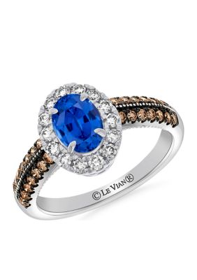 3/4 ct. t.w. Blueberry Sapphire™, 1/4 ct. t.w. Nude Diamonds™, 1/3 ct. t.w. Chocolate Diamonds® Ring in 14K Vanilla Gold®