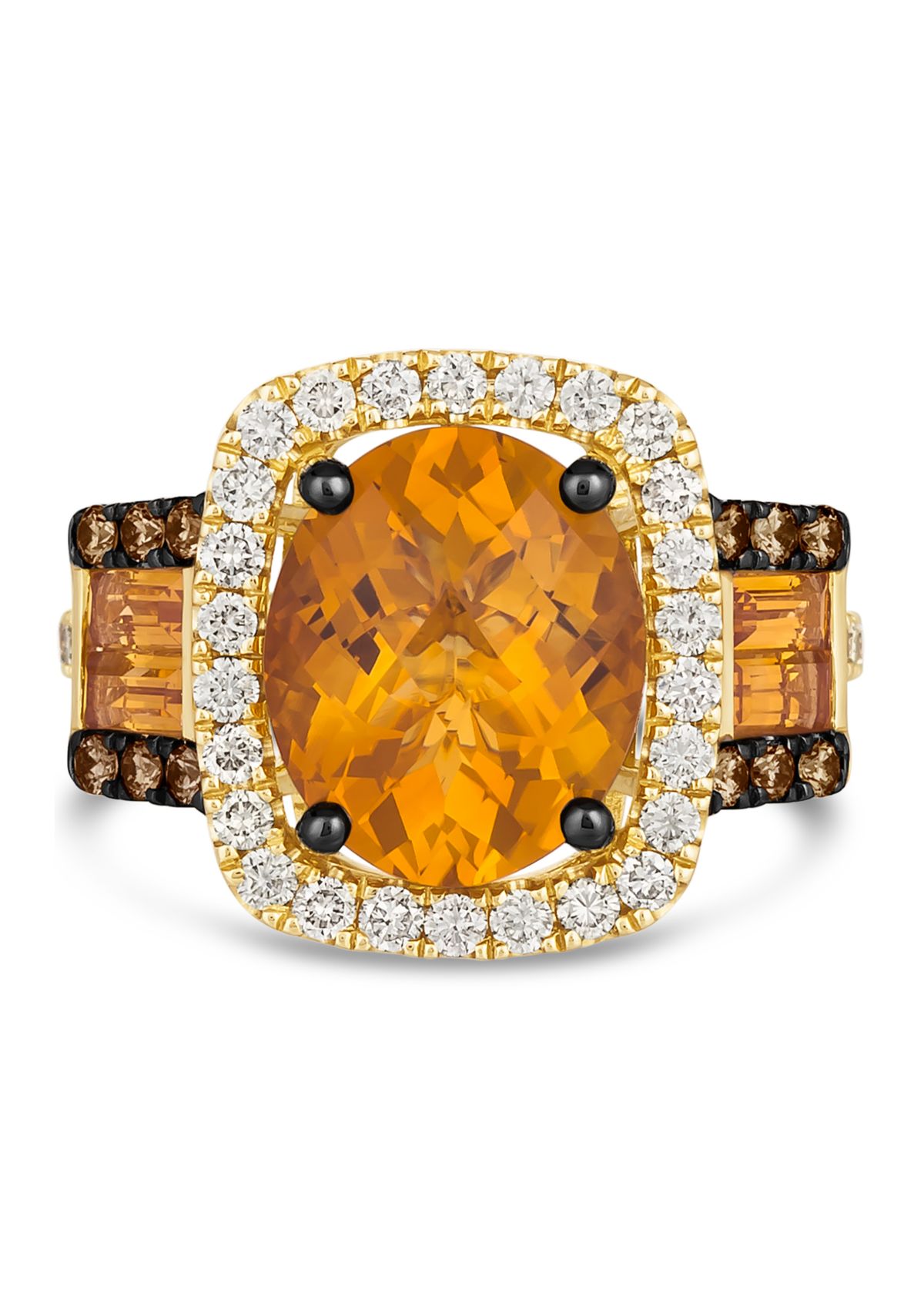 Ring featuring 4.5 ct. t.w. Cinnamon Citrine®, 1/5 ct. t.w. Chocolate Diamonds®, 5/8 ct. t.w. Nude Diamonds™ set in 14K Honey Gold™