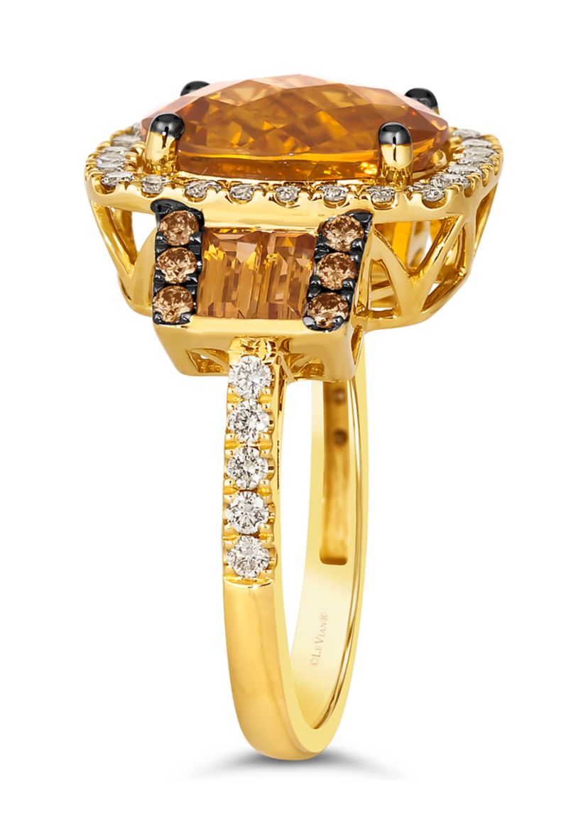 Ring featuring 4.5 ct. t.w. Cinnamon Citrine®, 1/5 ct. t.w. Chocolate Diamonds®, 5/8 ct. t.w. Nude Diamonds™ set in 14K Honey Gold™