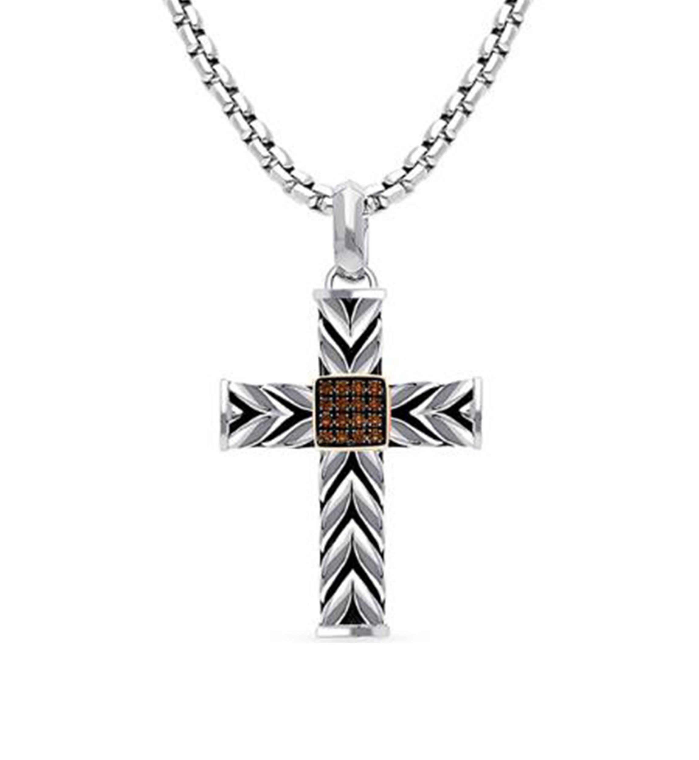  Chocolatier® Mens Pendant featuring 1/8 ct. t.w. Chocolate Diamonds®  in Sterling Silver and Strawberry Gold®