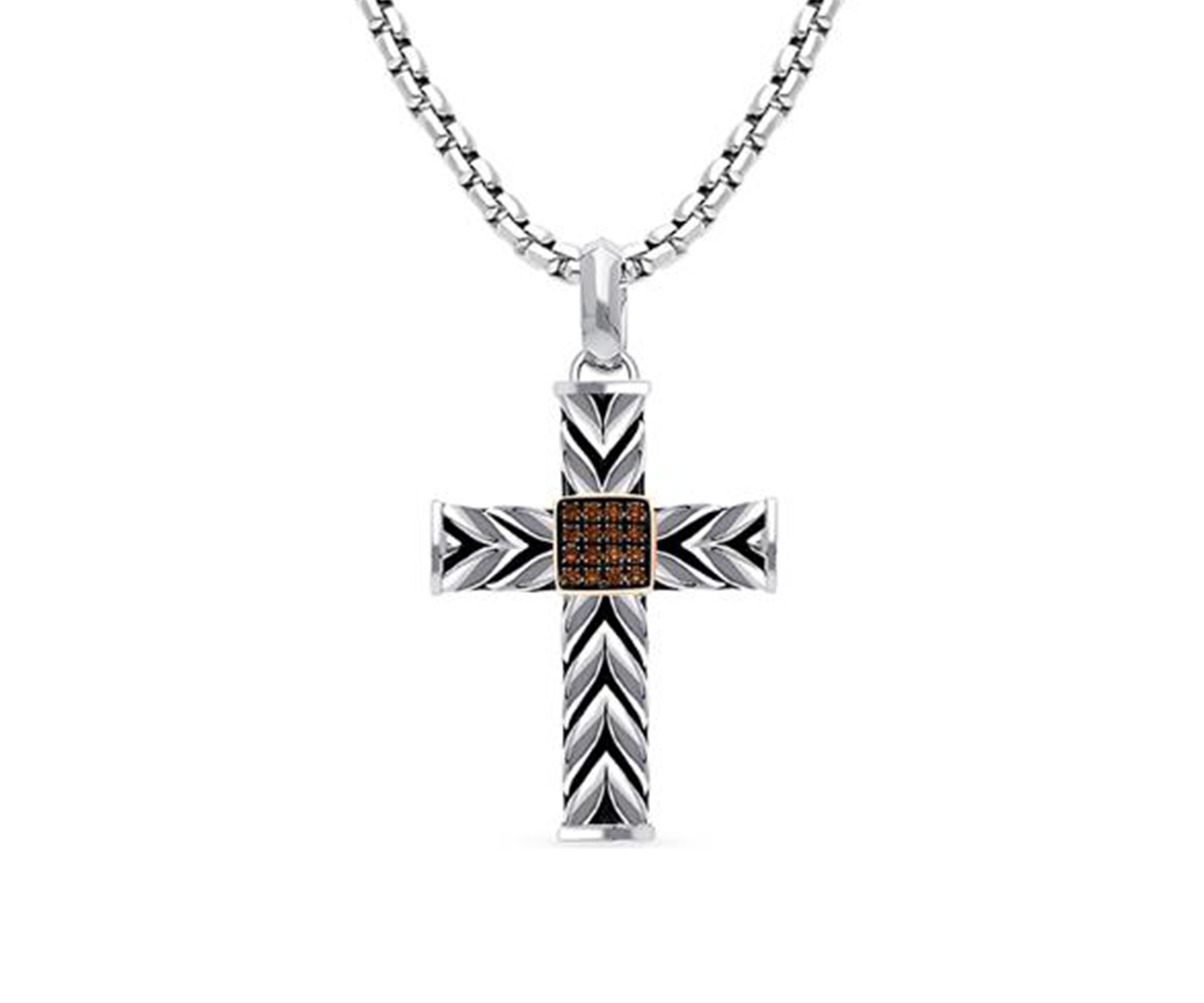  Chocolatier® Mens Pendant featuring 1/8 ct. t.w. Chocolate Diamonds®  in Sterling Silver and Strawberry Gold®