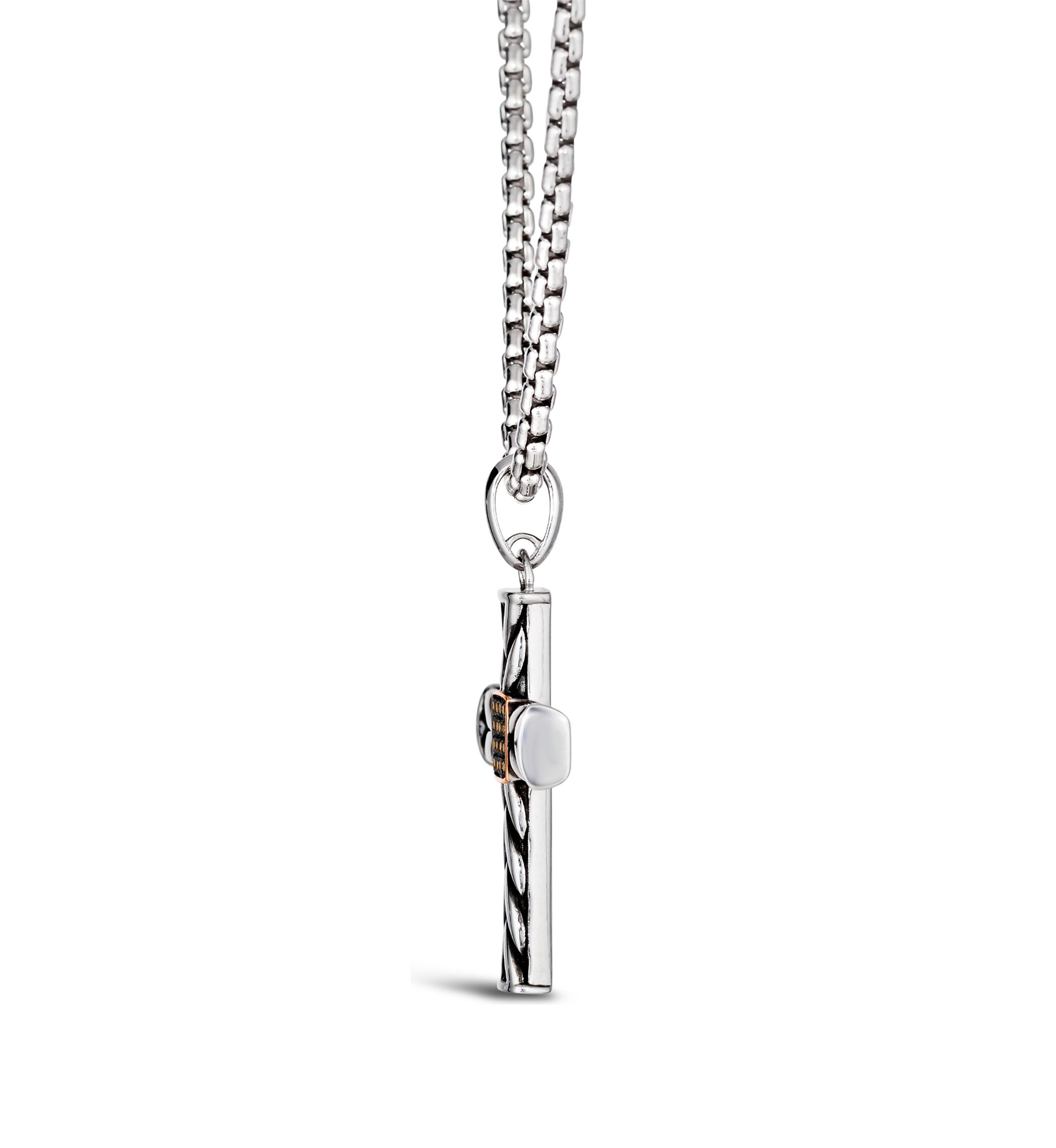  Chocolatier® Mens Pendant featuring 1/8 ct. t.w. Chocolate Diamonds®  in Sterling Silver and Strawberry Gold®