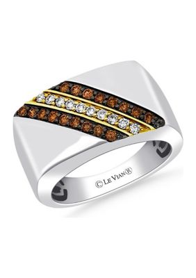 Men's Ring featuring 3/8 ct. t.w. Chocolate Diamonds®, 1/5 ct. t.w. Nude Diamonds™  in Sterling Silver and Honey Gold™