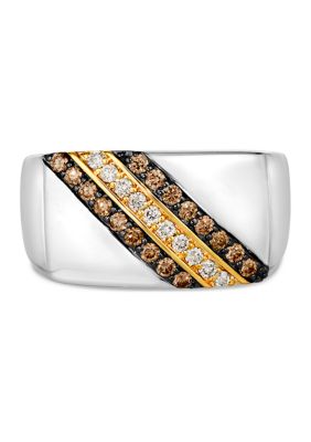 Men's Ring featuring 3/8 ct. t.w. Chocolate Diamonds®, 1/5 ct. t.w. Nude Diamonds™  in Sterling Silver and Honey Gold™