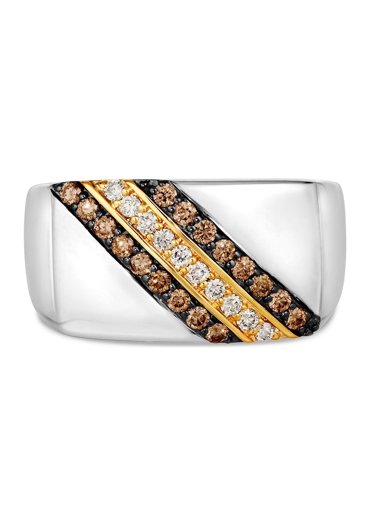 Mens Ring featuring 3/8 ct. t.w. Chocolate Diamonds®, 1/5 ct. t.w. Nude Diamonds™  in Sterling Silver and Honey Gold™
