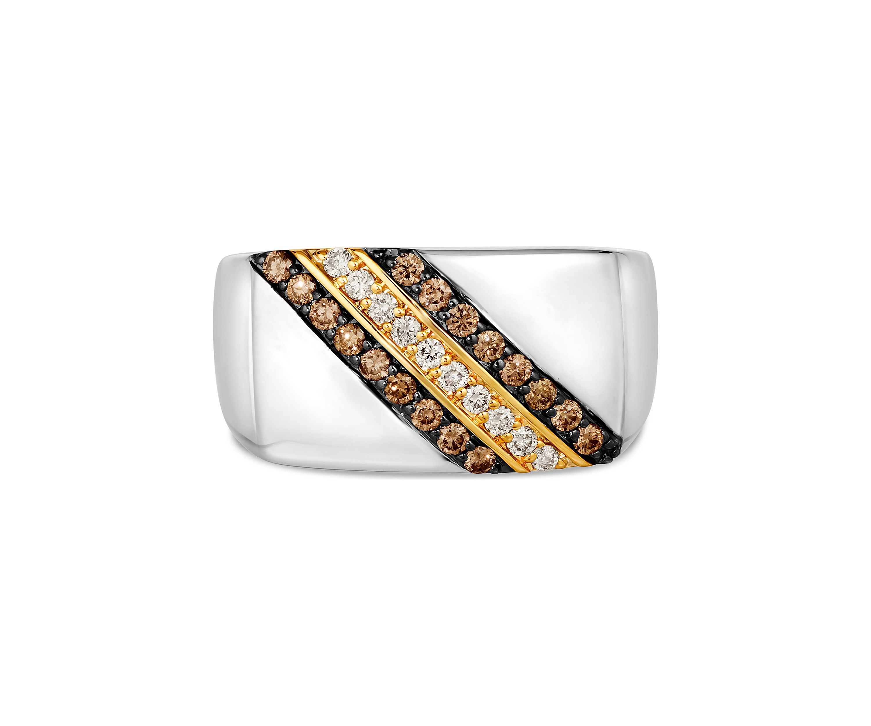 Mens Ring featuring 3/8 ct. t.w. Chocolate Diamonds®, 1/5 ct. t.w. Nude Diamonds™  in Sterling Silver and Honey Gold™