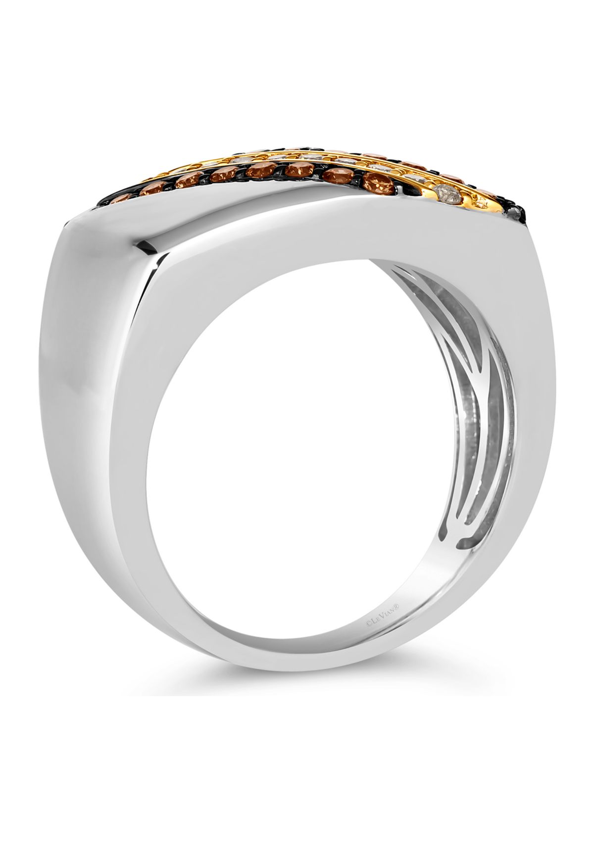 Mens Ring featuring 3/8 ct. t.w. Chocolate Diamonds®, 1/5 ct. t.w. Nude Diamonds™  in Sterling Silver and Honey Gold™