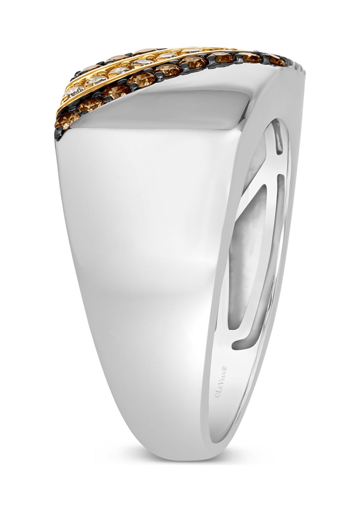 Mens Ring featuring 3/8 ct. t.w. Chocolate Diamonds®, 1/5 ct. t.w. Nude Diamonds™  in Sterling Silver and Honey Gold™