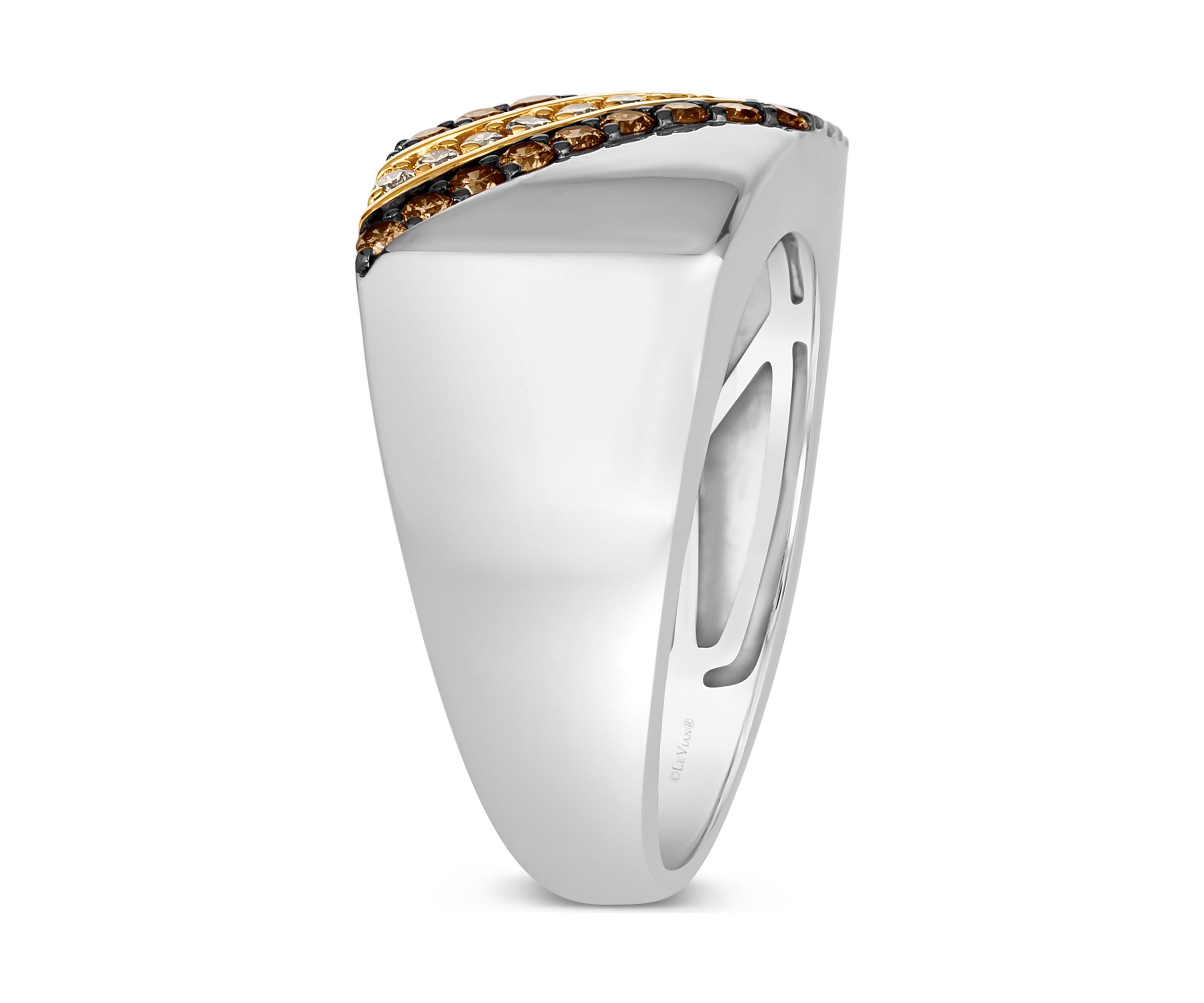 Mens Ring featuring 3/8 ct. t.w. Chocolate Diamonds®, 1/5 ct. t.w. Nude Diamonds™  in Sterling Silver and Honey Gold™
