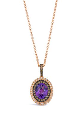 2.33 ct. t.w. Dark Amethyst, 1/3 ct. t.w. Chocolate Diamonds®, 1/3 ct. t.w. Nude Diamonds™ Pendant Necklace in 14K Strawberry Gold®