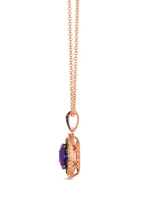 2.33 ct. t.w. Dark Amethyst, 1/3 ct. t.w. Chocolate Diamonds®, 1/3 ct. t.w. Nude Diamonds™ Pendant Necklace in 14K Strawberry Gold®