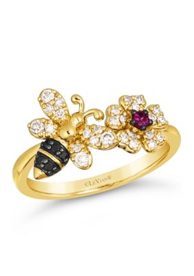 1/10 ct. t.w. Raspberry Rhodolite®, 1/4 ct. t.w. Nude Diamonds™, 1/10 ct. t.w. Blackberry Diamonds® Ring set in 14K Honey Gold™