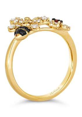 1/10 ct. t.w. Raspberry Rhodolite®, 1/4 ct. t.w. Nude Diamonds™, 1/10 ct. t.w. Blackberry Diamonds® Ring set in 14K Honey Gold™