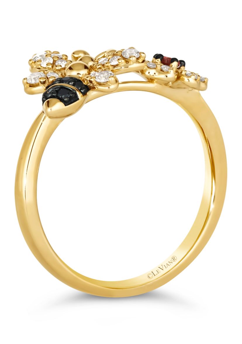 1/10 ct. t.w. Raspberry Rhodolite®, 1/4 ct. t.w. Nude Diamonds™, 1/10 ct. t.w. Blackberry Diamonds® Ring set in 14K Honey Gold™
