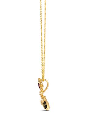 Pendant Necklace featuring 1/20 ct. t.w. Raspberry Rhodolite®, 1/4 ct. t.w. Nude Diamonds™, 1/20 ct. t.w. Blackberry Diamonds® set in 14K Honey Gold™