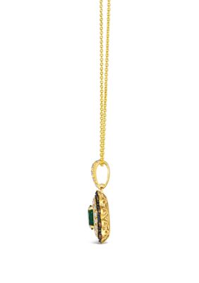 1/2 ct. t.w. Costa Smeralda Emeralds™, 3/8 ct. t.w. Nude Diamonds™, 1/5 ct. t.w. Chocolate Diamonds® Pendant Necklace in 14K Honey Gold™