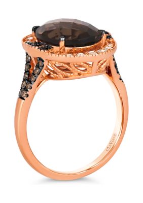Ring featuring 4.75 ct. t.w. Chocolate Quartz®, 1/4 ct. t.w. Nude Diamonds™, 1/5 ct. t.w. Chocolate Diamonds® set in 14K Strawberry Gold®