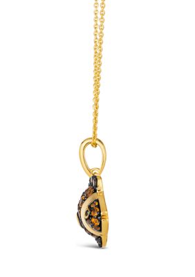 Chocolatier® Fish Pendant Necklace featuring 7/8 ct. t.w. Chocolate Diamonds®, 1/5 ct. t.w. Blackberry Diamonds® in 14K Honey Gold™