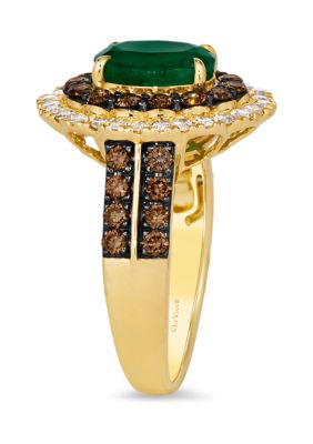 Ring featuring 1.33 ct. t.w. Costa Smeralda Emeralds™, 7/8 ct. t.w. Chocolate Diamonds®, 3/8 ct. t.w. Nude Diamonds™ in 14K Honey Gold™