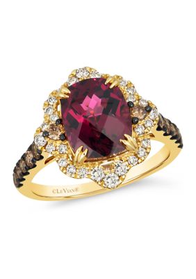 3.75 ct. t.w. Raspberry Rhodolite®, 3/8 ct. t.w. Chocolate Diamonds®, 1/3 ct. t.w. Nude Diamonds™ Ring in 14K Honey Gold™