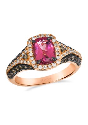 Le Vian 1.5 ct. t.w. Passion Fruit Tourmalineâ¢, 3/8 ct. t.w. Chocolate Diamonds, 1/3 ct. t.w. Nude Diamondsâ¢ Ring in 14K Strawberry Gold