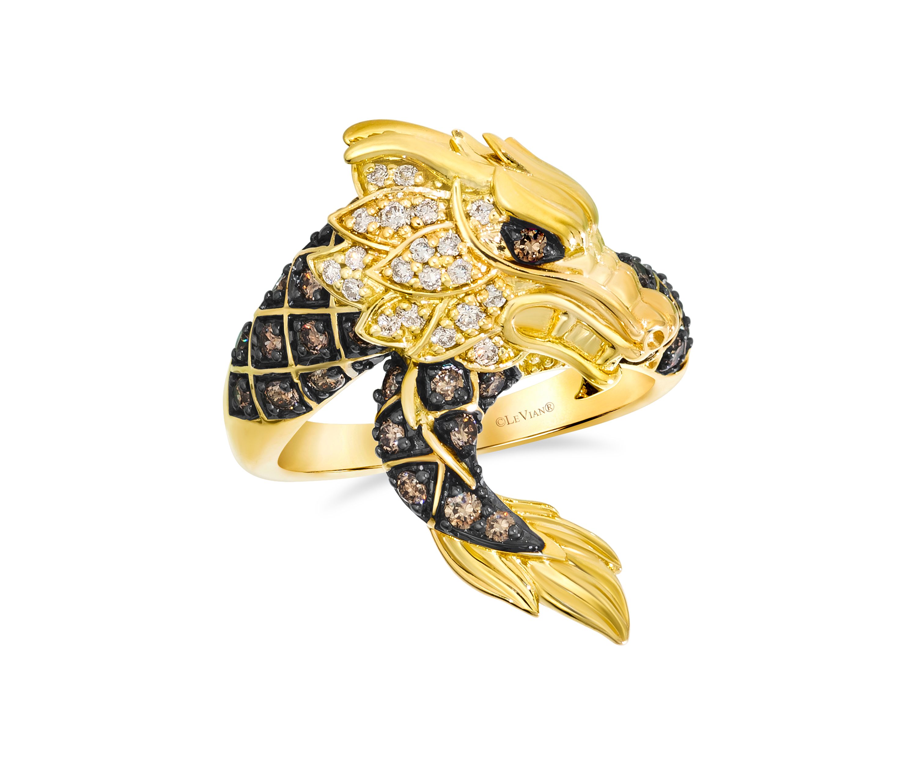 Dragon Ring featuring 1/2 ct. t.w. Chocolate Diamonds®, 1/8 ct. t.w. Nude Diamonds™ set in 14K Honey Gold™